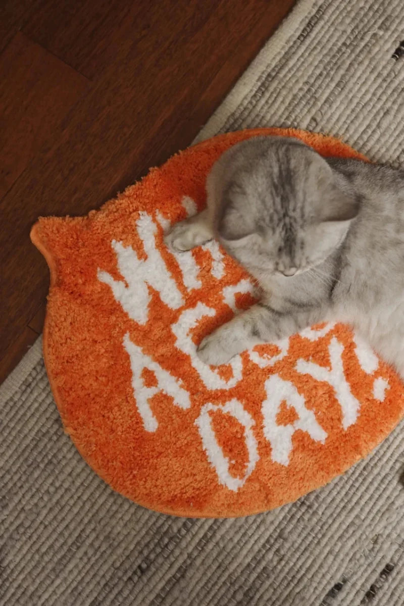Orange Flocking Rug What A Good Day Quote Soft Fluffy Bathroom Bedroom Entryway Floor Mat