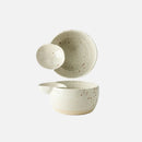 Letifly Lights & Decor - The Bistro Dip Bowl - Handcrafted ceramic snack bowl with integrated dipping compartment and speckled glaze finish