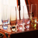 Champagne flute crystal glass colorful gradient faceted orb base modern celebration glass