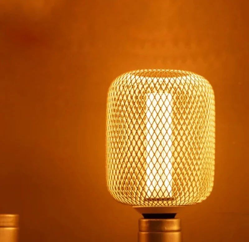 Nordic Simple Wrought Iron Mesh Cover Lamp Metal Cage Dining Bar Counter Light Luxury RN Light Pillar E27 Home Room Decor Indoor-Letifly Lights and Decor