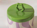 Retro colorful ceramic storage jar with lid wavy design glazed finish kitchen coffee candy container
