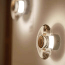 Modern round crystal LED wall sconce clear glass chrome mirror finish minimalist Italian lighting