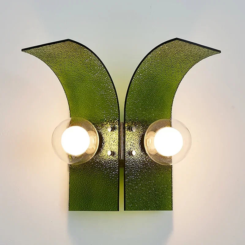 Letifly Lights & Decor - Verdant Curve Wall Sconce - Textured Glass Wall Sconce Curved Design Mid Century Modern Ambient Lighting