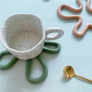 wave silicone heat resistant coaster non-slip pot holder modern kitchen mat