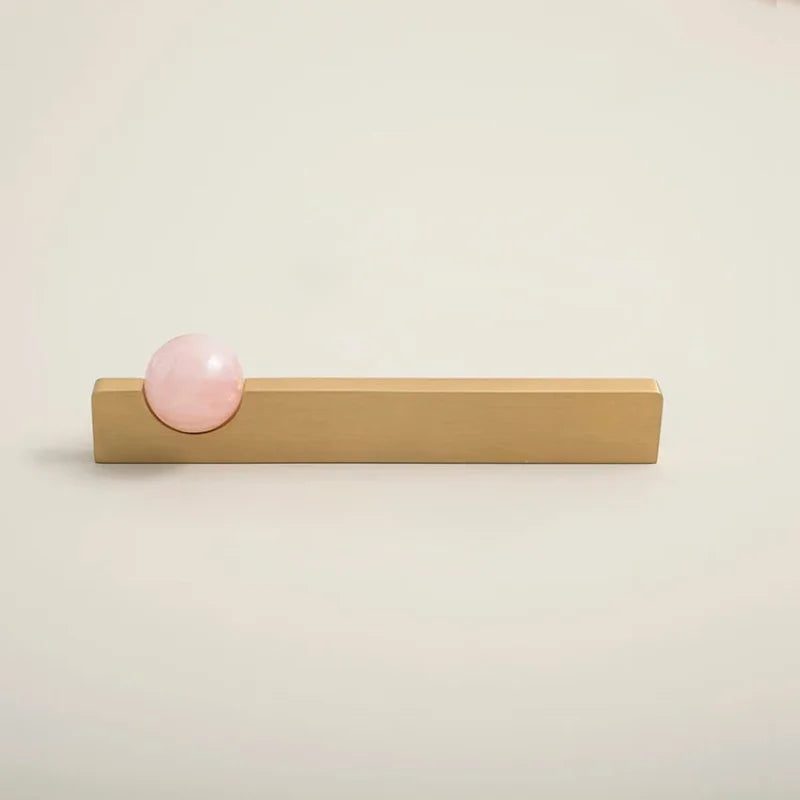 New Light Luxury Cabinet Door Handle High End Brass Wardrobe Handle Natural Crystal Ball Shoe Cabinet Drawer Long Handle-Letifly Lights and Decor