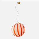 Pendant Light Striped Glass Globe Red Green Whimsical Modern Retro