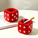 Glossy Red Square Dice Resin Ashtray Creative Cigarette Ash Container for Living Room Desk Bar Office Table Decor Accent-Letifly Lights and Decor