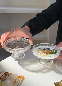 Glass Serving Dish with A Stand Snack Plates ,Snack and Candy Platter, Ice Cream Bowl,Yogurt Snack Dish Bar Dinnerware Plates-Letifly Lights and Decor