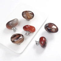 New Agate Stone Wardrobe Handle Random Color Furniture Hardware Drawer Knobs Aluminum Alloy Base Cabinet Pulls-Letifly Lights and Decor
