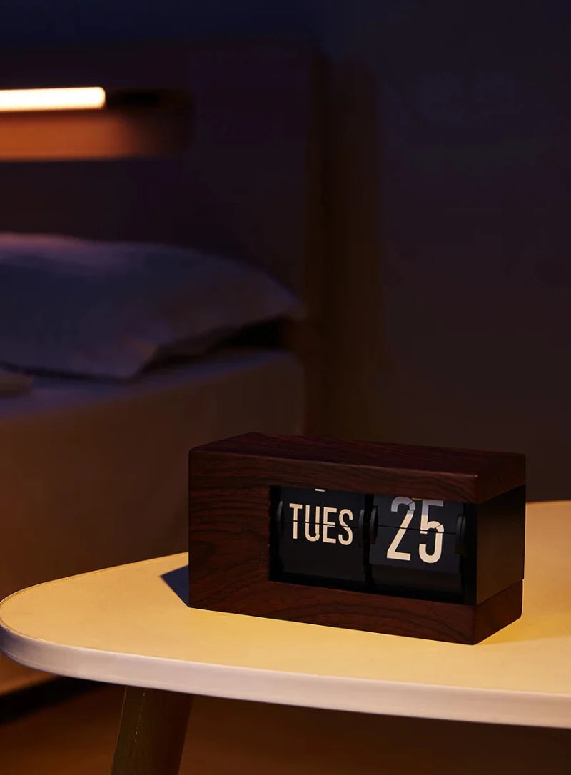 European Style Table Clocks with Calendar Mechanical Page Turning Clock Retro Desktop Clock for Home Living Room Office Decor-Letifly Lights and Decor
