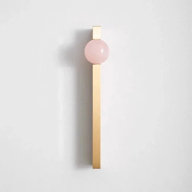 New Light Luxury Cabinet Door Handle High End Brass Wardrobe Handle Natural Crystal Ball Shoe Cabinet Drawer Long Handle-Letifly Lights and Decor