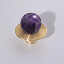 Luxury Natural Stone + brass Knobs Cabinet Knob Handle Dresser Knobs Drawer Pulls Elegant Green Furniture Hardware-Letifly Lights and Decor