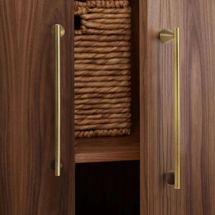 Bronze Brass + Walnut Wood Cabinet Handle and Knob Drawer Knobs T Bar Bedroom Kitchen Cupboard Hardware / Drawer Handles-Letifly Lights and Decor