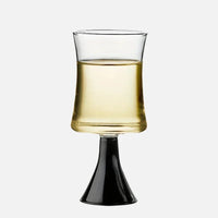 Modern champagne glass black pedestal clear flared goblet machine washable