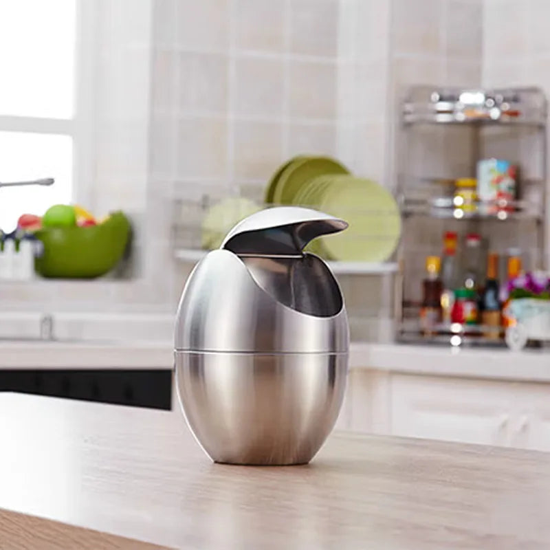 304 Stainless Steel Mini Countertop Brushed Swing Lid Trash Can Set, 1.5 L / 0.40 Gal,Desktop gold trash can-Letifly Lights and Decor