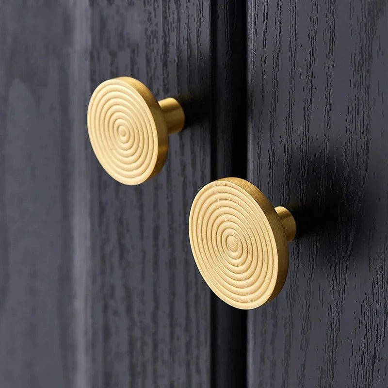 Brass Swirl Design Furniture Knobs Gold Single Hole Pulls Modern Wardrobe Kitchen Cabinet Bar Dresser Drawer Handles-Letifly Lights and Decor