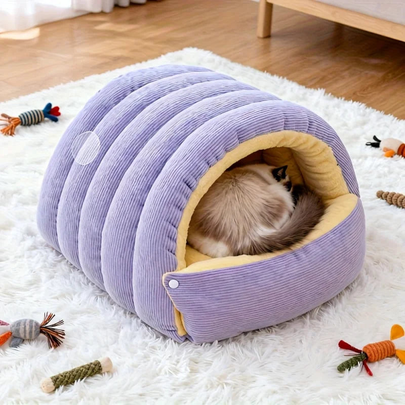 Letifly Lights & Decor - Cloud Nest Pet Bed - Plush Cat Cave Bed Soft Warm Pet House with Detachable Cushion