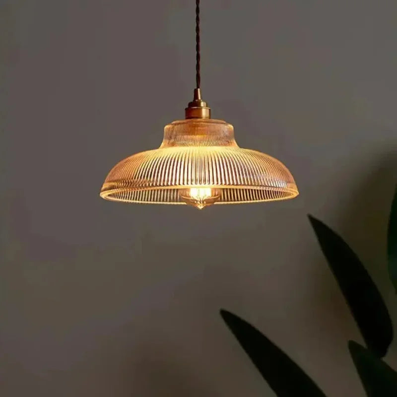 Linden Glow Ribbed Pendant Light