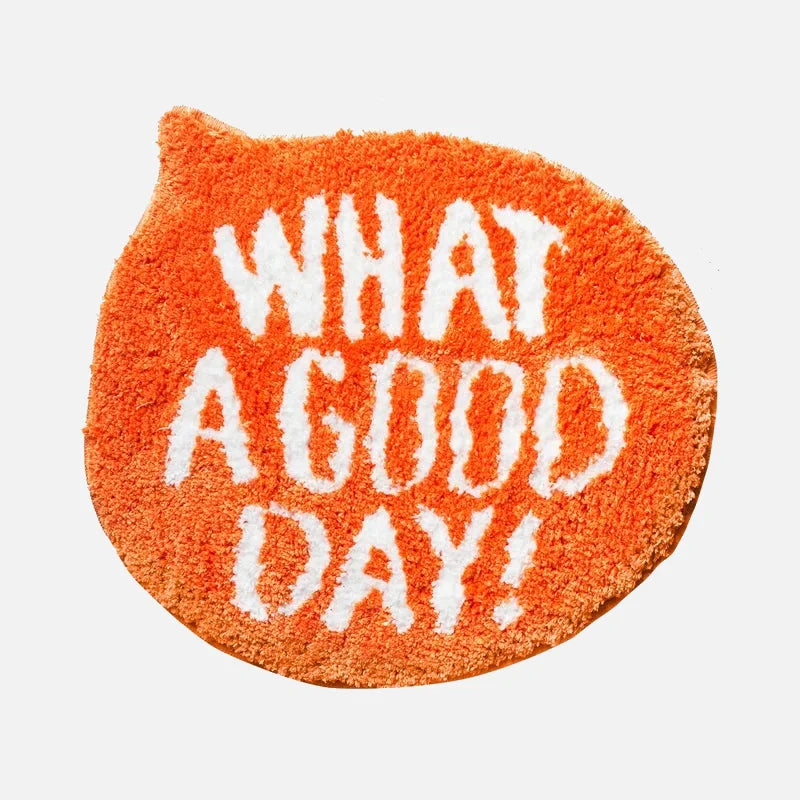 Orange Flocking Rug What A Good Day Quote Soft Fluffy Bathroom Bedroom Entryway Floor Mat