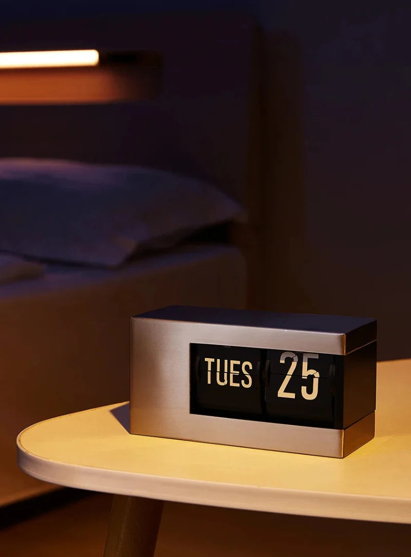 European Style Table Clocks with Calendar Mechanical Page Turning Clock Retro Desktop Clock for Home Living Room Office Decor-Letifly Lights and Decor