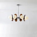 Retro glass globe chandelier with amber panels mid-century modern dining room light
