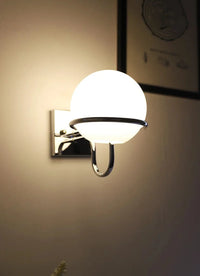 Kinetic Orb Wall Light - Letifly Lights and Decor - Modern Wall Light Glass Orb Curved Metal Arm Bauhaus Style Ambient Lighting