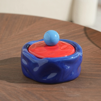 Colorful Ceramic Ashtray Living Room Desktop Fly Ash Storage Box Irregular Circular Ashtray Home Decoration Accessories Ashtray-Letifly Lights and Decor