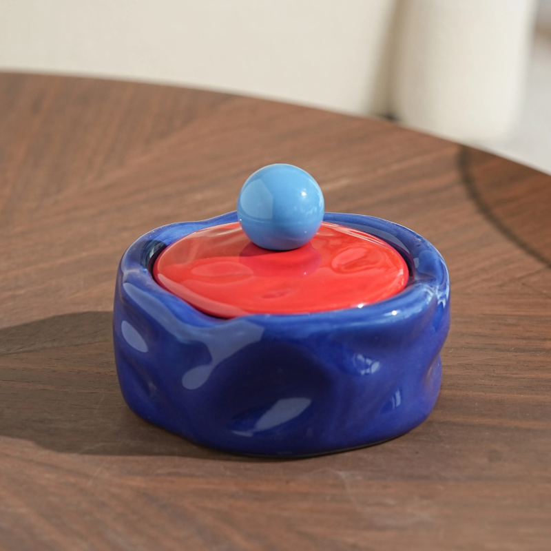 Colorful Ceramic Ashtray Living Room Desktop Fly Ash Storage Box Irregular Circular Ashtray Home Decoration Accessories Ashtray-Letifly Lights and Decor