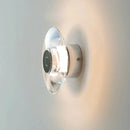 Modern round crystal LED wall sconce clear glass chrome mirror finish minimalist lighting