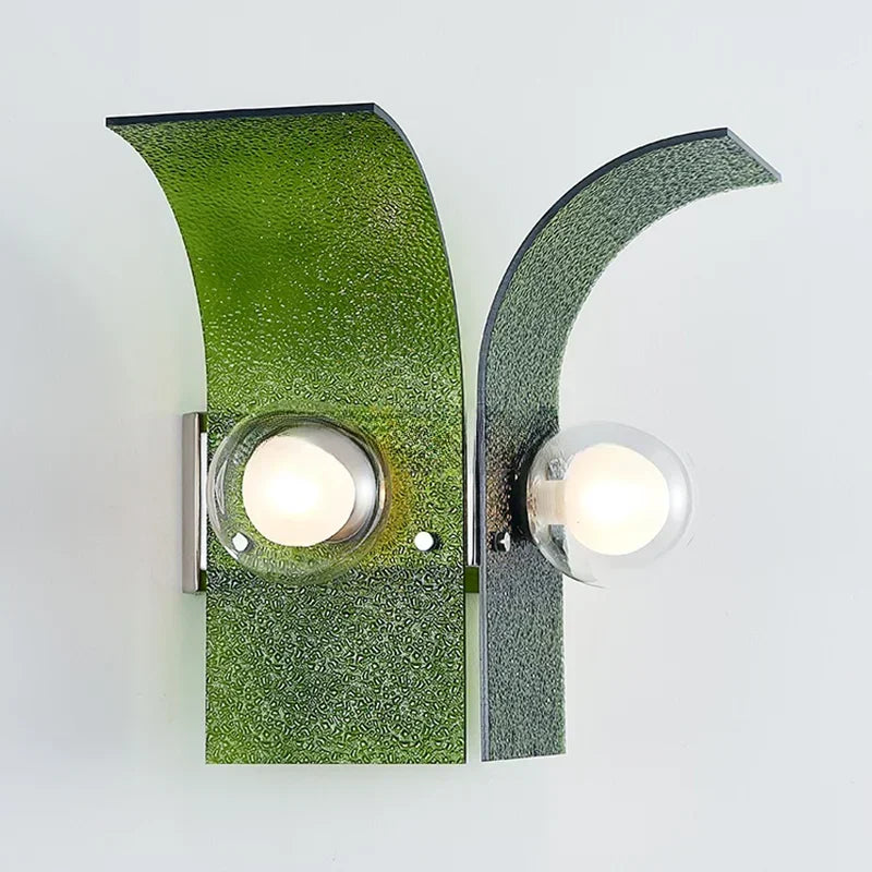 Letifly Lights & Decor - Verdant Curve Wall Sconce - Textured Glass Wall Sconce Curved Design Mid Century Modern Ambient Lighting