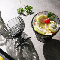 1 PC Vintage Embossed Solid Colored Goblet 300ml 10oz Glasses Goblets Stemware Ice Cream Dessert Cocktail Glass Cup Table Decor-Letifly Lights and Decor
