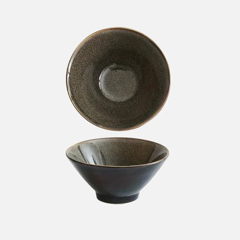 Ceramic Bowl Red Glazed 6 Inch Ramen Rice Udon Soup Tableware Minimalist Reactive Finish