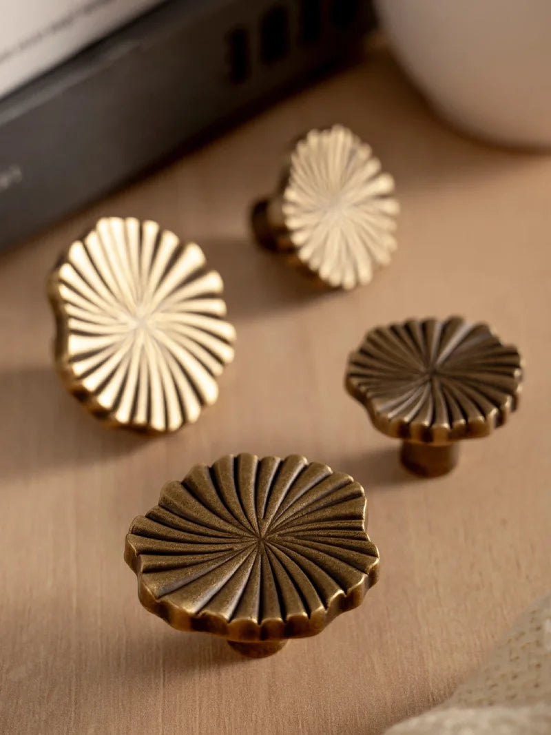 SBrass Cabinet Pulls Cup Flat Vintage Drawer Pulls Kitchen Cupboard Bathroom Dresser Cabinet Knob Hardware Antique Brass Handles-Letifly Lights and Decor