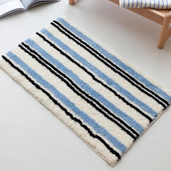 Soft Rug Stripe Tufting Bathroom Mat Bedroom Carpet Doormat Floor Anti Slip Pad Aesthetic Home Room Decor-Letifly Lights and Decor