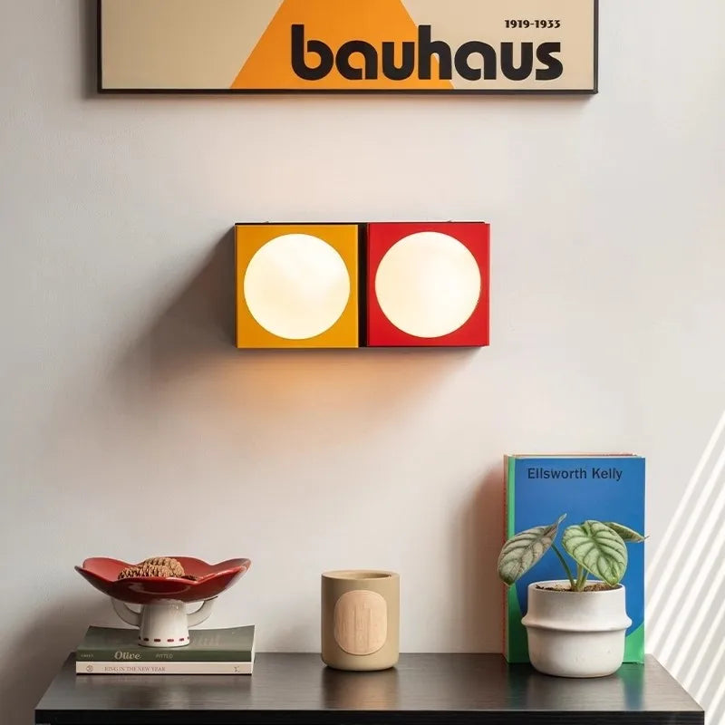 Memphis Bedroom Bedside Wall Lamps Red Yellow Glass Ball Lamp LED Modern Color Dopamine Living Room Corridor Aisle Wall Lights-Letifly Lights and Decor