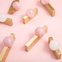 New Light Luxury Cabinet Door Handle High End Brass Wardrobe Handle Natural Crystal Ball Shoe Cabinet Drawer Long Handle-Letifly Lights and Decor