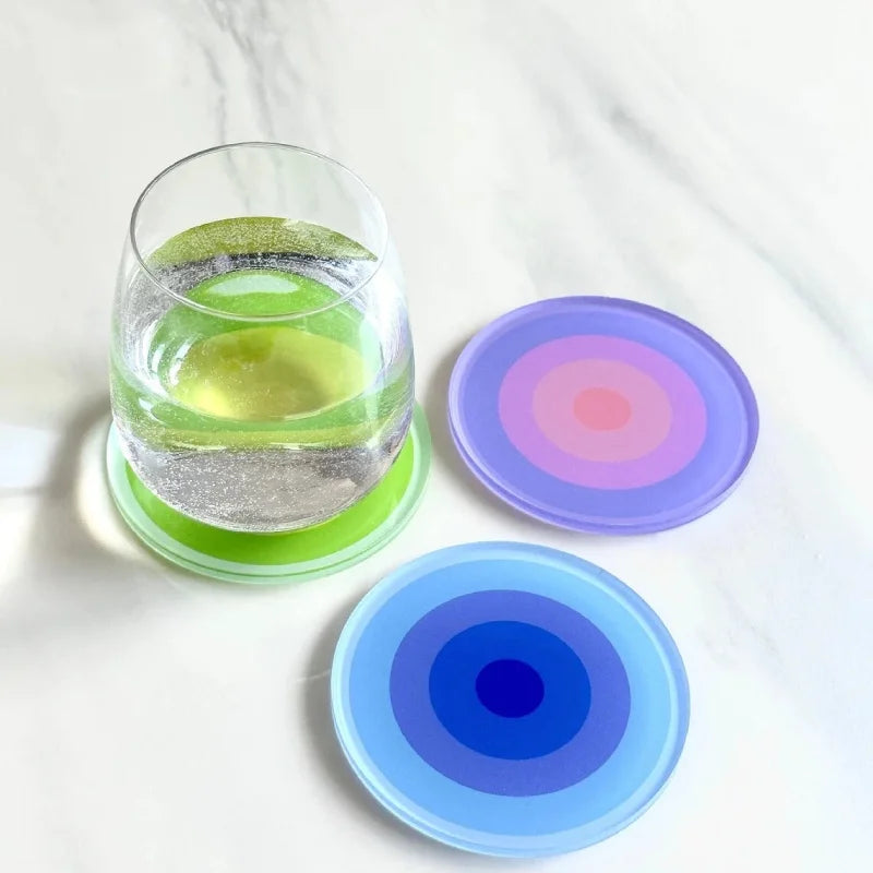 5pcs Acrylic Anti Slip Coaster Porta Vasostable Mat Cup Holders Gradient Color Cocinas Accesorios Kitchen Drink Coasters-Letifly Lights and Decor