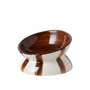 1pc minimalist style contrasting color striped high footed pet bowl ceramic cat bowl dog bowl anti knock-Letifly Lights and Decor