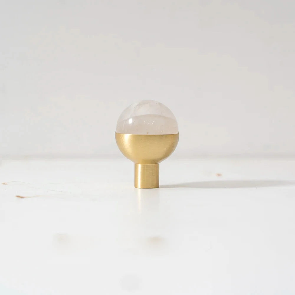 Tinyhob Natural Green Marble Brass Furniture Knob with Plate / Handles for Cabinets and Drawers Knobs Wardrobe Pulls-Letifly Lights and Decor