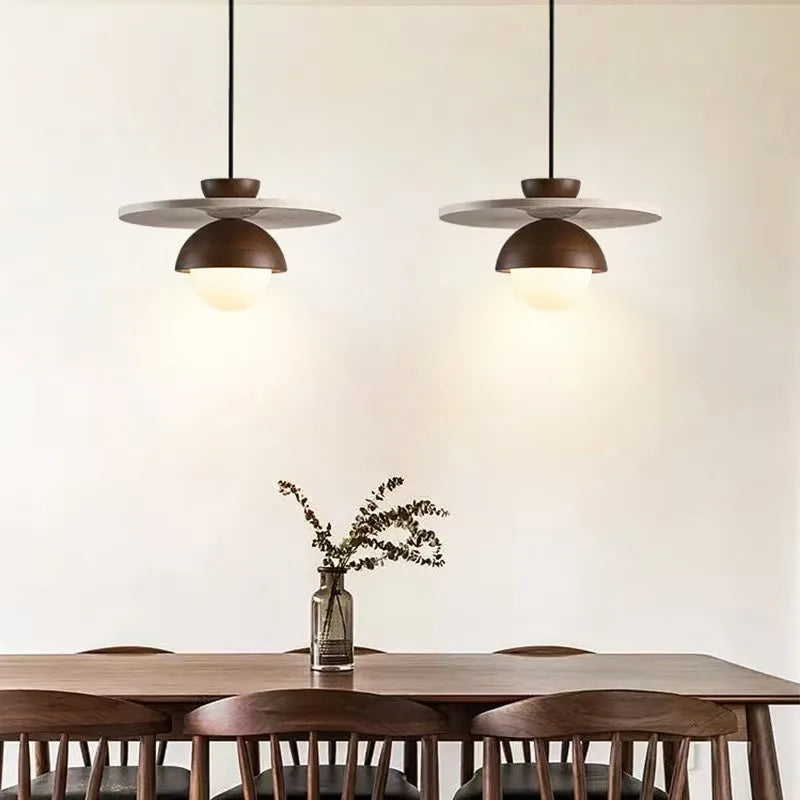 Scandinavian Modern Walnut Wood LED Pendant Light Creative for Bedroom Bedside Ambient Lighting Lamp Ceiling Light Led Lamp-Letifly Lights and Decor