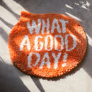Orange Flocking Rug What A Good Day Quote Soft Fluffy Bathroom Bedroom Entryway Floor Mat