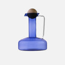 Colorful borosilicate glass kettle set with lid, modern pitcher with cup, pink blue grey clear 