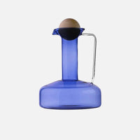 Colorful borosilicate glass kettle set with lid, modern pitcher with cup, pink blue grey clear 