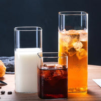 Square glass cup clear cold drink minimalist modern durable tumbler