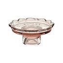 Vintage clear glass dessert plate, Heirloom Pedestal Tray jewelry display storage tray, scalloped lace candle holder for elegant home decoration.