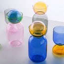 Colorful borosilicate glass water jug and cup set high temperature resistant modern colorful drinkware kitchen table pitcher with lid