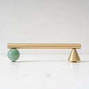 Tinyhob Natural Green Marble Brass Furniture Knob with Plate / Handles for Cabinets and Drawers Knobs Wardrobe Pulls-Letifly Lights and Decor