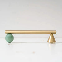 Tinyhob Natural Green Marble Brass Furniture Knob with Plate / Handles for Cabinets and Drawers Knobs Wardrobe Pulls-Letifly Lights and Decor