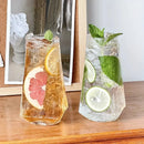 Highball drinking glass clear geometric modern faceted borosilicate vertical ripple texture