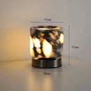 Marble LED bedside lamp soft glow sculptural natural stone cylinder and globe night light